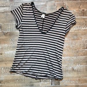 Free People Striped V-Neck